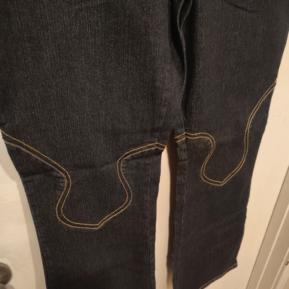 Suzanne Somers NWT Dark Wash Decorative Stich Flare Stretch Jeans Sz 12 Western - Picture 3 of 7